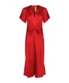 Victoria Beckham Midi Dress With V-neckline And Ruffled Sleeves In Red