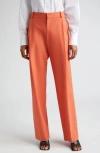 Shop Victoria Beckham Pleated Wide Leg Pants In Papaya