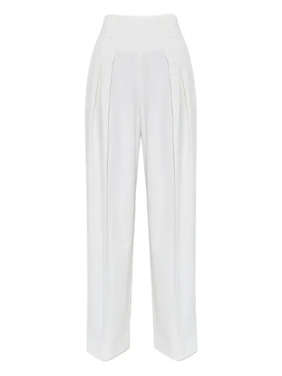 Victoria Beckham Pleated Wide-leg Trousers In Gray