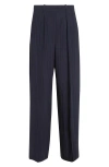 Victoria Beckham Pleated Wide Leg Trousers In Black