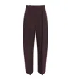 Victoria Beckham Pleated Wide-leg Trousers In Brown