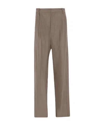 Victoria Beckham Pleated Wide-leg Pants In Brown