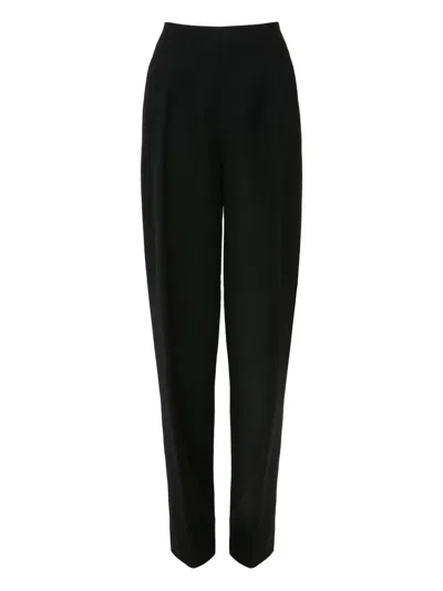 Victoria Beckham Pleated Wool Trousers In Black