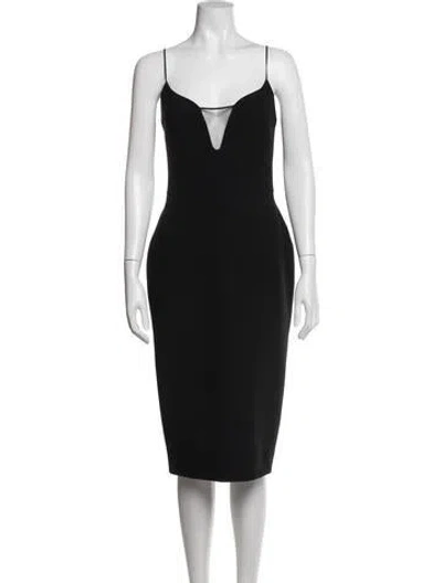Pre-owned Victoria Beckham Plunge Neckline Knee-length Dress In Black