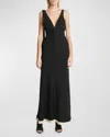 Victoria Beckham Fluid Viscose Blend Gown In Black
