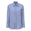 Victoria Beckham Pocket Detail Diagonal Stripe Oversized Casual Shirt In Black