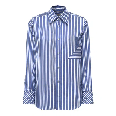 Victoria Beckham Pocket Detail Diagonal Stripe Oversized Casual Shirt In Black