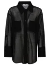 Victoria Beckham Lightweight Cotton Blend Shirt W/pockets In Black