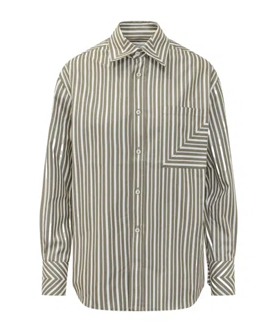 Victoria Beckham Pocket Detail Vertical Stripe Cotton Shirt In Multi