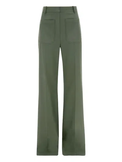 Victoria Beckham Pocket-detail Wide-leg Trousers In Green