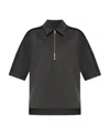 Victoria Beckham Pointed-collar Mélange Jersey Top In Black