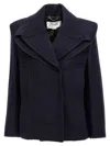 Victoria Beckham Pointed Shoulder Coat In Blue
