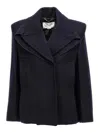 Victoria Beckham Pointed Shoulder Coat In Blue