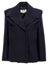 Victoria Beckham Pointed Shoulder Coat In Blue