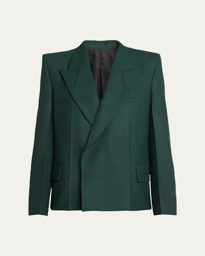 Victoria Beckham Pointed Shoulder Double-breasted Jacket In Green