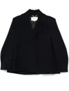 Victoria Beckham Pointed Shoulder Wool Coat In Blue