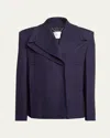 Victoria Beckham 'sharp Shoulder' Coat Featuring Front Pockets In Ink Blue