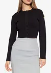 Victoria Beckham Cropped Pointelle-detail Cardigan In Black