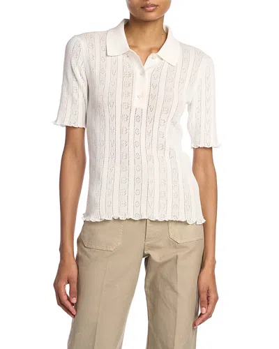 Victoria Beckham Pointelle Polo Top In White