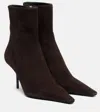 Victoria Beckham Pointy 75 Suede Ankle Boots In Brown