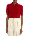 Victoria Beckham Polo Collar Merino Wool Shirt In Red