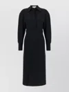 Victoria Beckham Women Black Long Sleeve Polo Collar Midi Dress, Xs Luxury Dresses For Women Darveys In Black