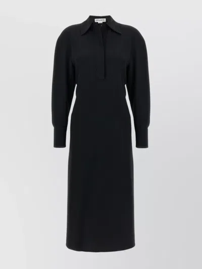 Victoria Beckham Women Black Long Sleeve Polo Collar Midi Dress, Xs Luxury Dresses For Women Darveys