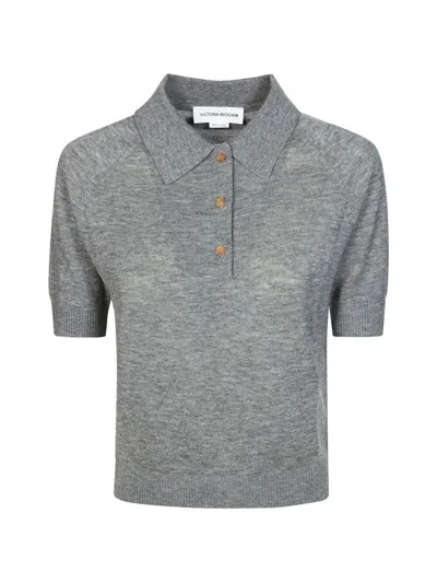 Victoria Beckham Polo Collar T-shirt Clothing In Gray