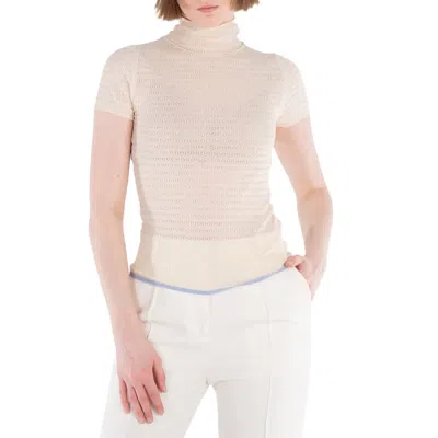 Victoria Beckham Polo Neck Knitted T-shirt In Neutral