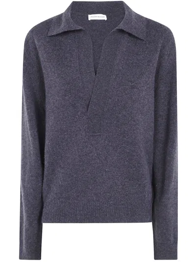 Victoria Beckham Knit Jumper Polo Neckline Long Sleeves In Blue