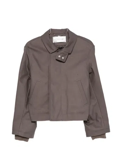 Victoria Beckham Polo-collar Bomber Jacket In Gray