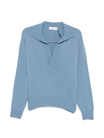 Victoria Beckham Polo-collar Sweater In Blue