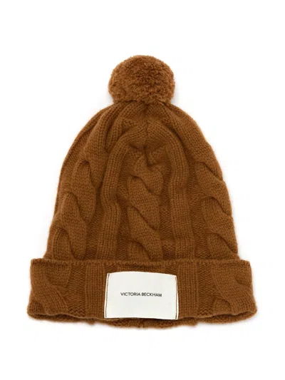 Victoria Beckham Pompom Beanie In Brown