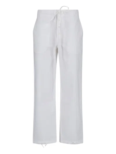Victoria Beckham Straight Trousers Adjustable Hem Side And Back Pockets In White