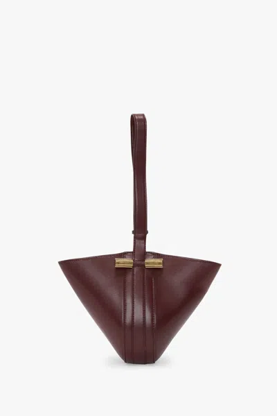 Victoria Beckham Portofino Dia Clutch In Burgundy Leather In Brown