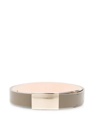Victoria Beckham Portofino Leather Belt In Gray