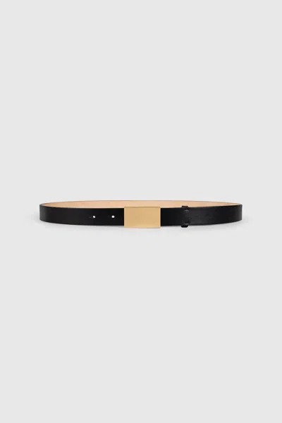 Victoria Beckham Portofino Mirror Belt Jumbo 30mm Shiny Calf Leather In Black
