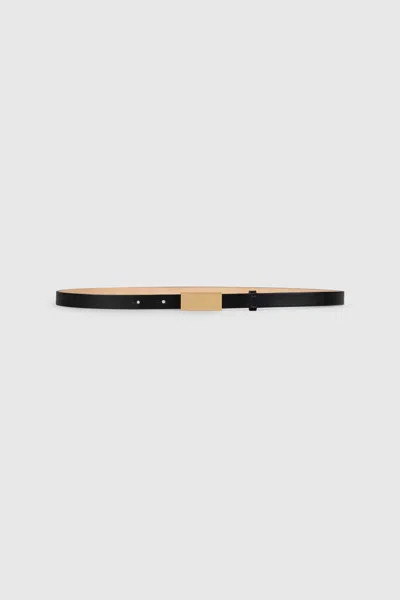 Victoria Beckham Portofino Mirror Belt Micro 15mm Shiny Calf Leather In Black