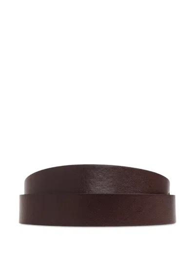 Victoria Beckham Portofino Mirror Leather Belt In Brown