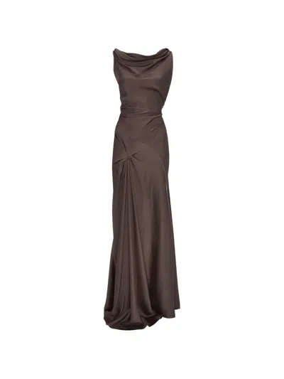 Victoria Beckham Posy Draped Maxi Gown In Black