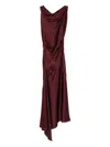 Victoria Beckham Posy Draped Midi Dress In Red