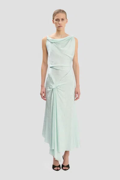 Victoria Beckham Posy Sleeveless Draped Midi Dress In Green