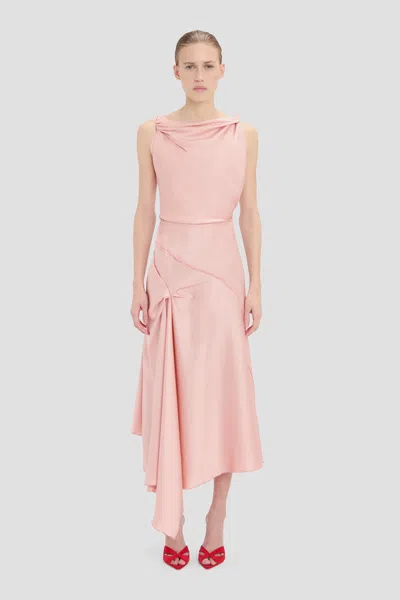 Victoria Beckham Posy Midi Dress In Dusty Pink 14 In Neutral