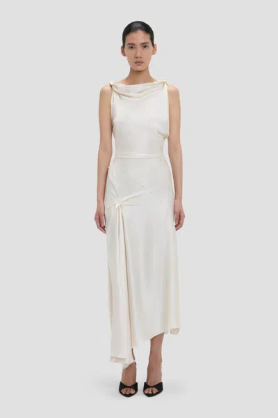 Victoria Beckham Posy Midi Dress In Ivory In White