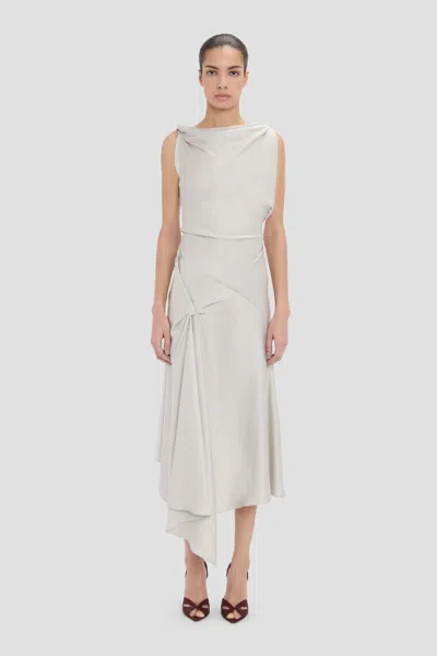 Victoria Beckham Posy Midi Dress In Magnesium 10 In White