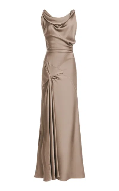 Victoria Beckham Posy Twist-detailed Gown In Gold