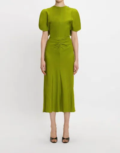 Victoria Beckham Pre-loved Ruched Detail Maxi Dress In Parrot Green