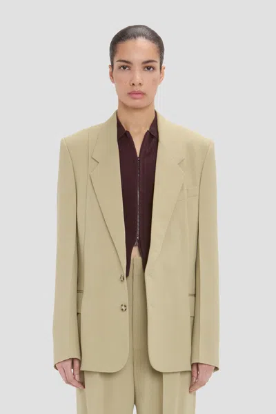 Victoria Beckham Pressed Jacket In Antarctic Grey In Gold