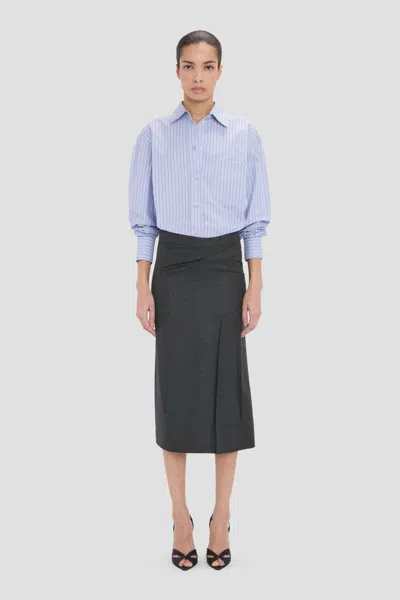 Victoria Beckham Pressed Skirt In Dark Grey Melange In Gray
