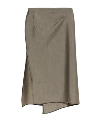 Victoria Beckham Pressed Tailored Wool Midi Skirt In Green